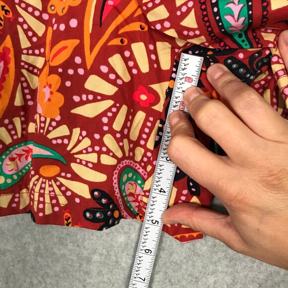 Rachel Zoe Romper Womens XS Red Paisley Belt‎ Puff Tropical Boho Resort Coastal - Picture 8 of 12